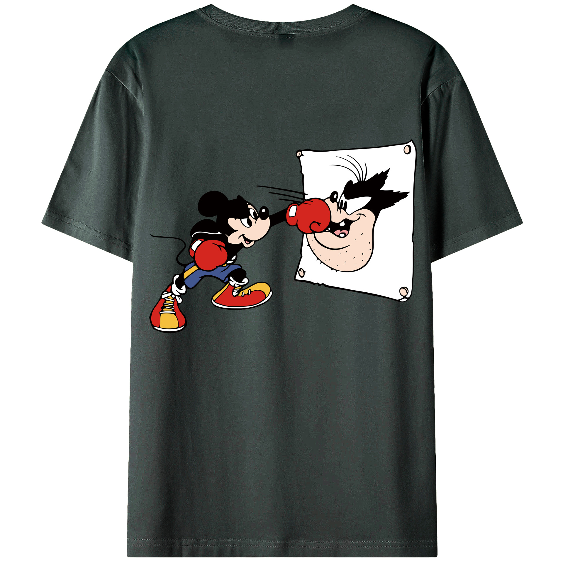 ミッキーマウス Mickey Mouse 綿100％ メンズ半袖Tシャツ（バックプリント） 通気性